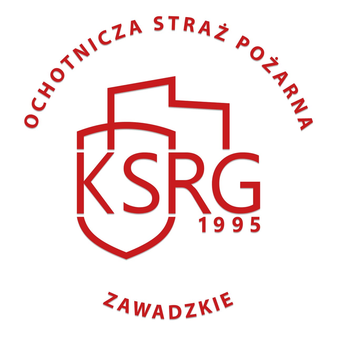 Naklejka logo KSRG + nazwa jednostki OSP lub PSP okrągła 35×35 cm