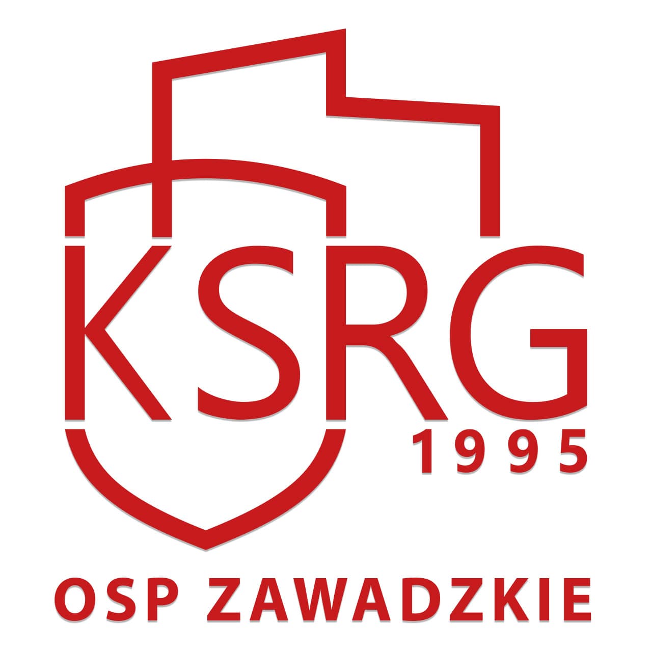 Naklejka logo KSRG + nazwa jednostki OSP lub PSP pozioma 35×31 cm