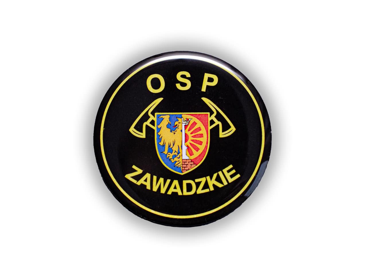 Wypukłe, okrągłe nalepki z logo jednostki – 40 szt.