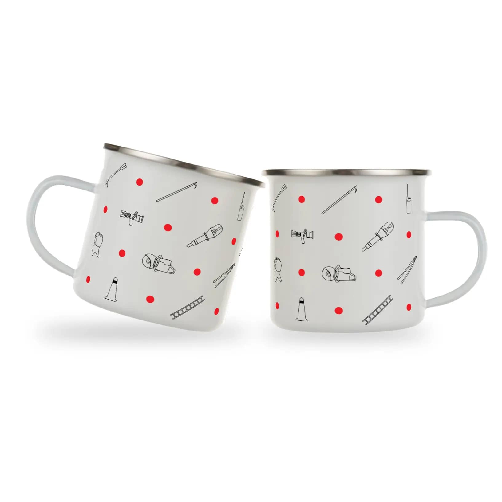 Metalowy kubek z atrybutami strażaka na prezent