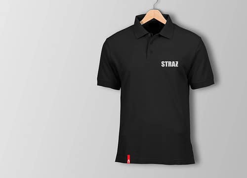 Koszulka Polo z białym napisem STRAŻ