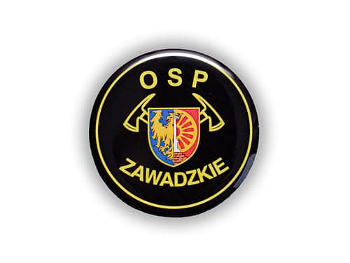 Wypukłe, okrągłe nalepki z logo jednostki – 40 szt.