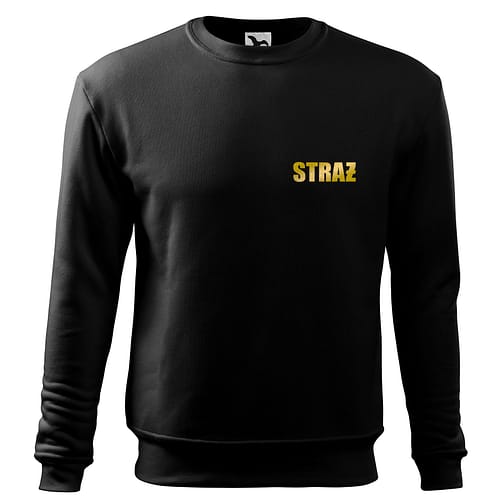 Bluza strażacka czarna z złotym napisem STRAŻ, bluza STRAŻ OSP PSP