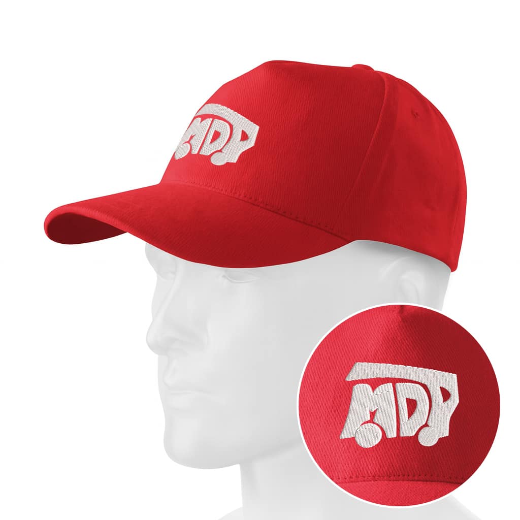 622b5659b17e4cd9a94e7bed59316848.jpg Czapka z daszkiem MDP straż pożarna OSP czerwona z białym logo haft