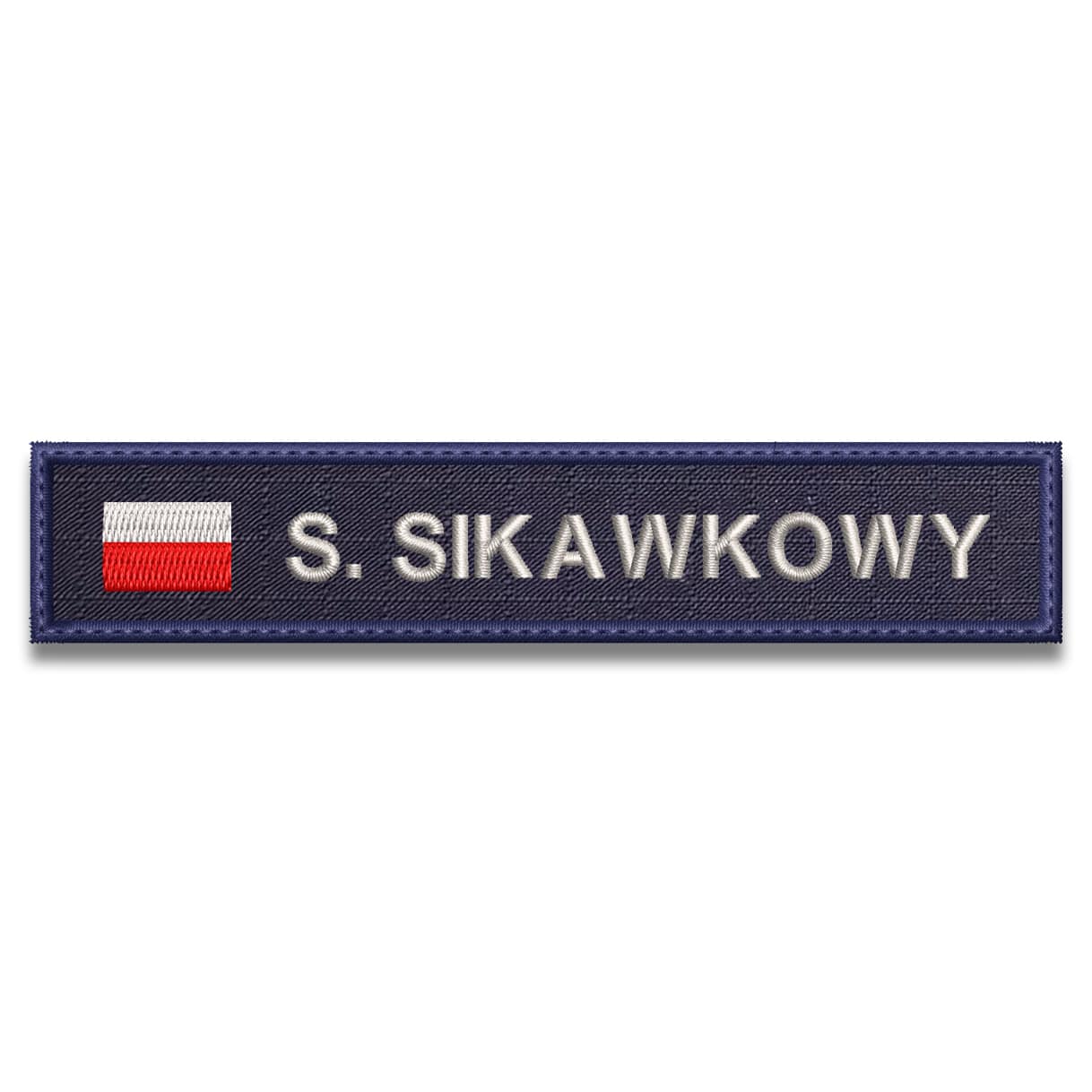 Imiennik Policyjny z FLAGĄ Nazwisko POLICJA identyfikator HAFTOWANY GRANATOWY