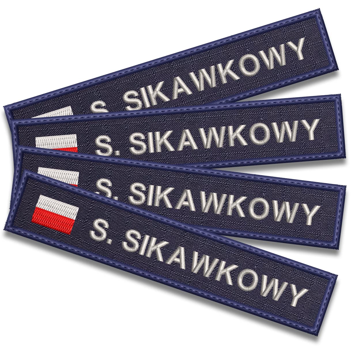 Imiennik Policyjny z FLAGĄ Nazwisko POLICJA identyfikator HAFTOWANY GRANATOWY x4 SZT.