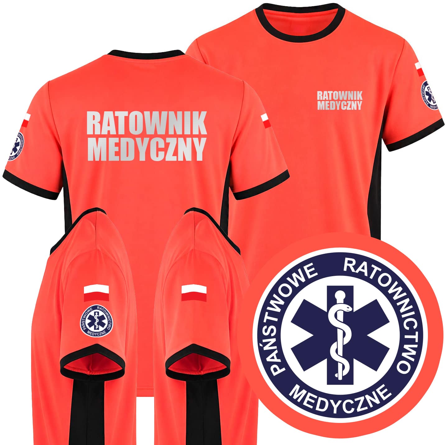 KOSZULKA RATOWNIK MEDYCZNY FLUO T-SHIRT PAŃSTWOWE RATOWNICTWO MEDYCZNE