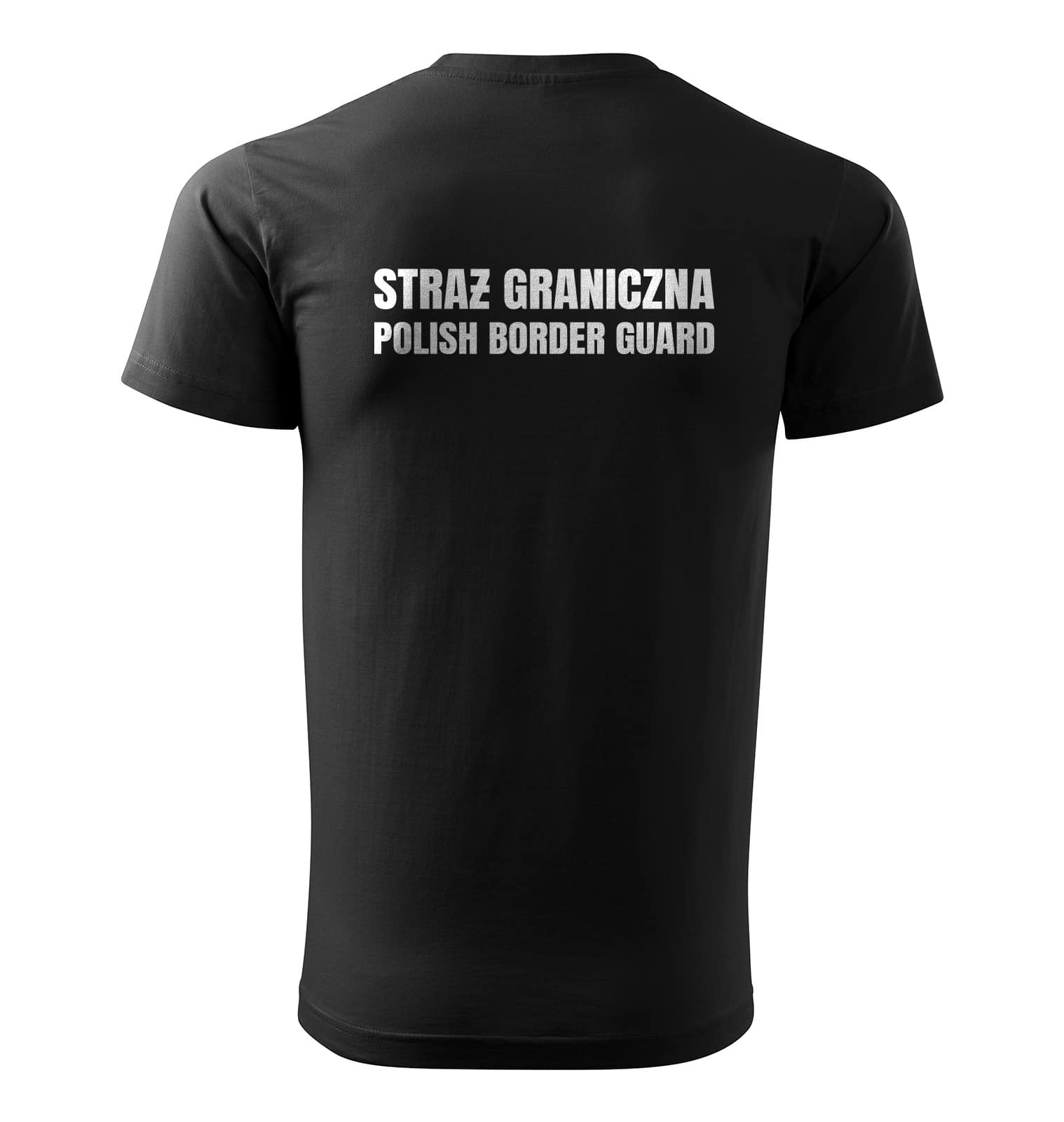 Koszulka STRAŻ GRANICZNA CZARNA POLISH BORDER GUARD BIAŁY NAPIS XS