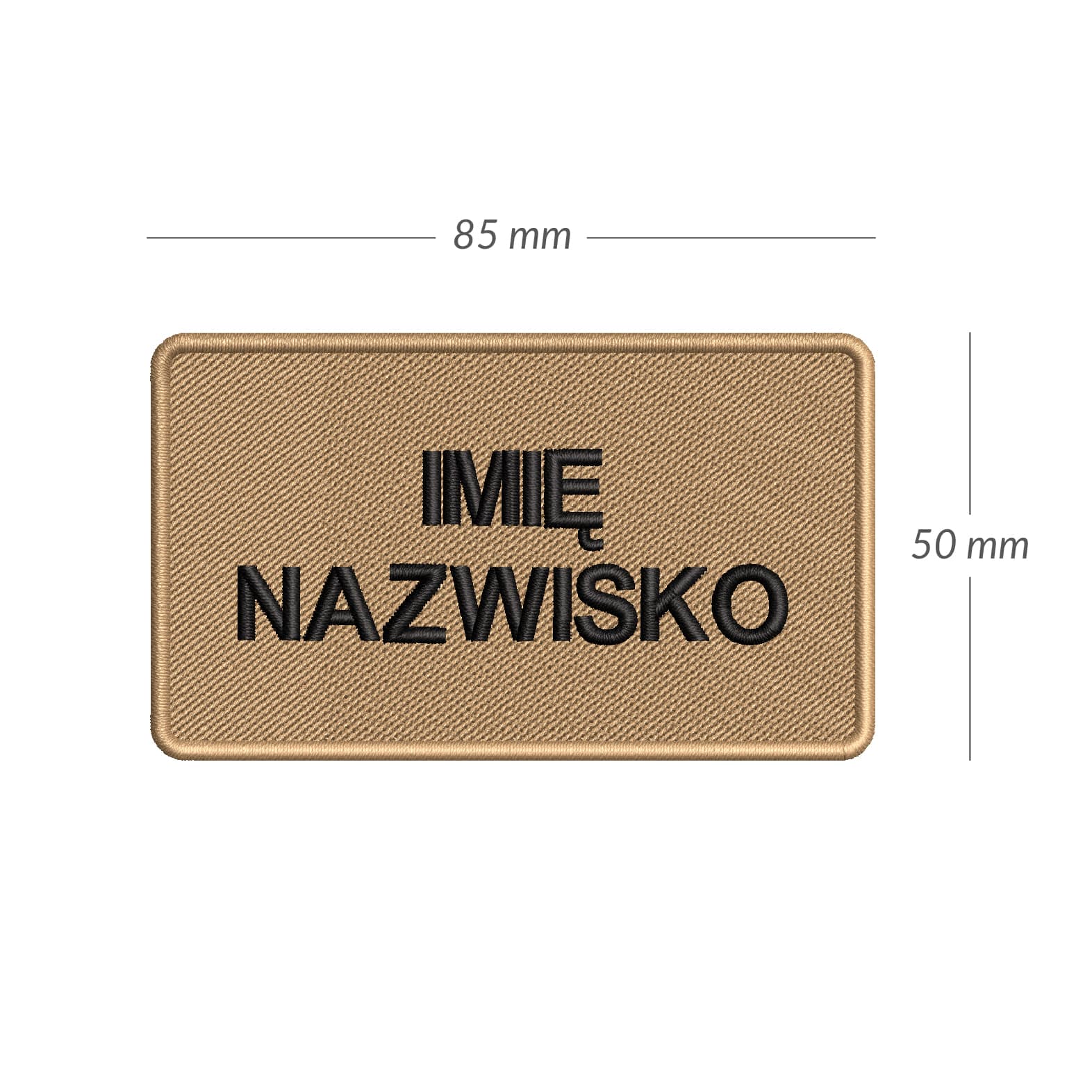 Obszar roboczy 1 kopia 12-100 Imiennik piaskowy haftowany z grupą krwi 85×50 mm