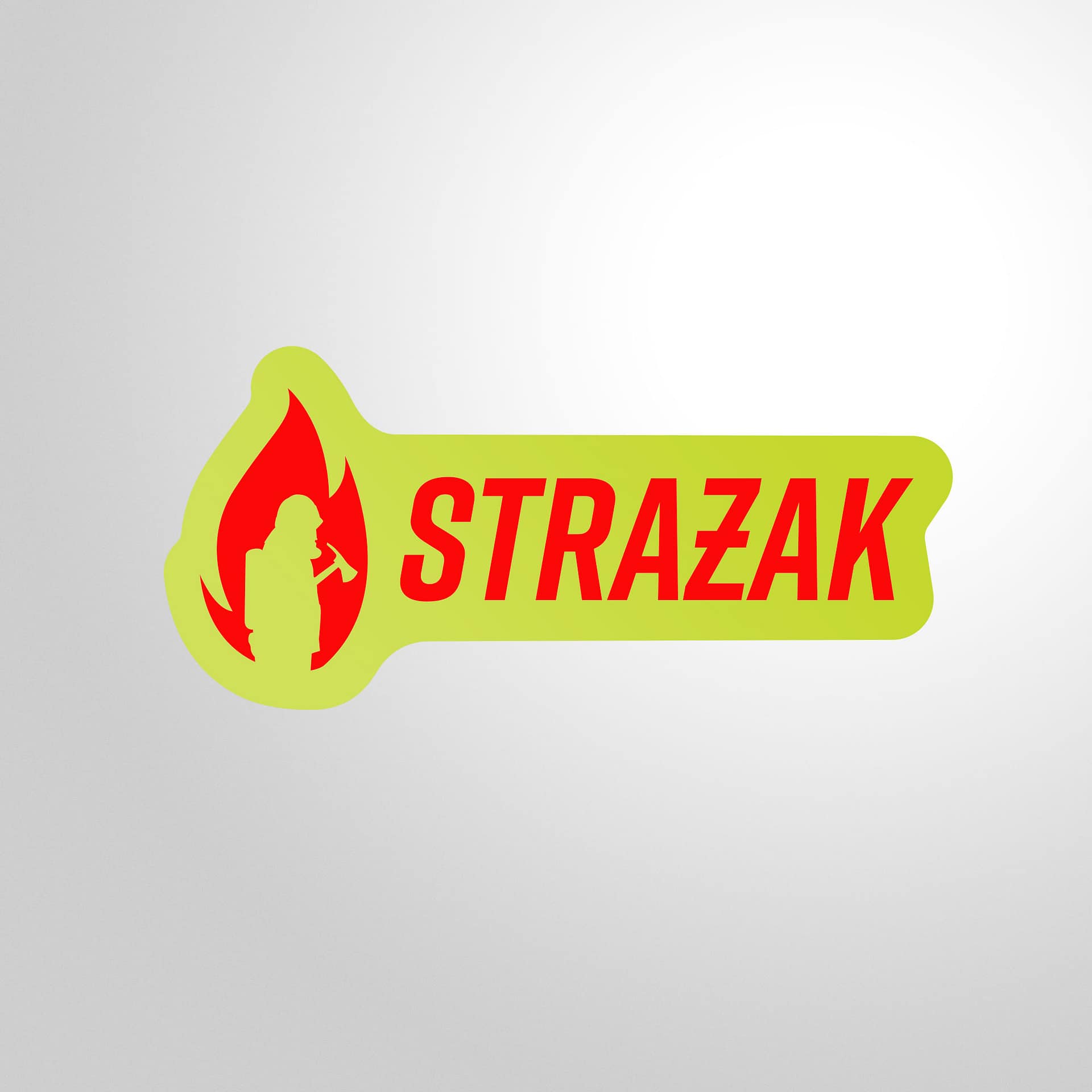 Naklejka fluorescencyjna z białym lub czerwonym napisem STRAŻAK
