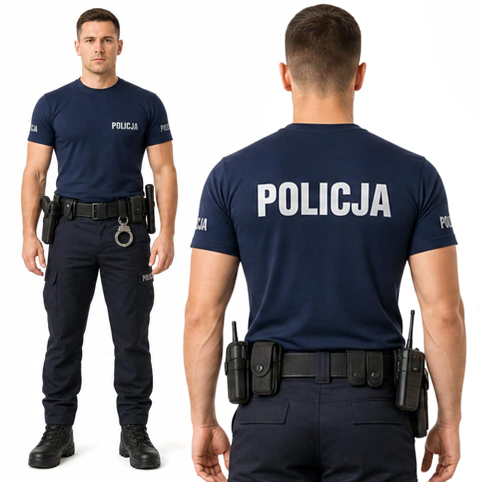 bbf7bbdf246db6b695e0d1ab42d4ece0.jpg KOSZULKA POLICJA TSHIRT DLA POLICJANTÓW REGULAMINOWA ODBLASKOWY NAPIS